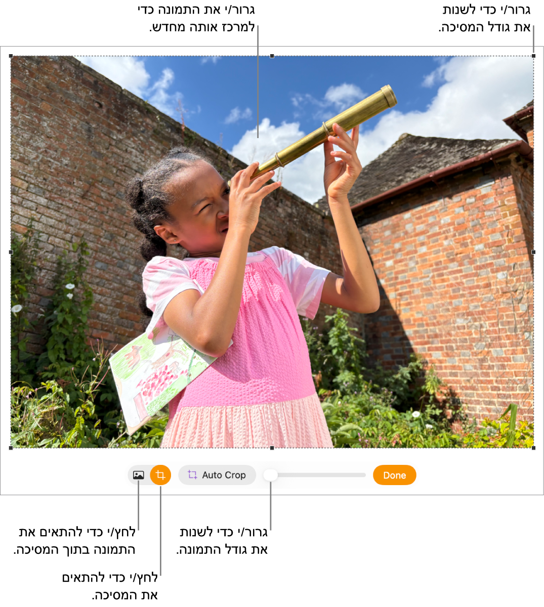 כלי בקרה של מיסוך מעל תמונה.