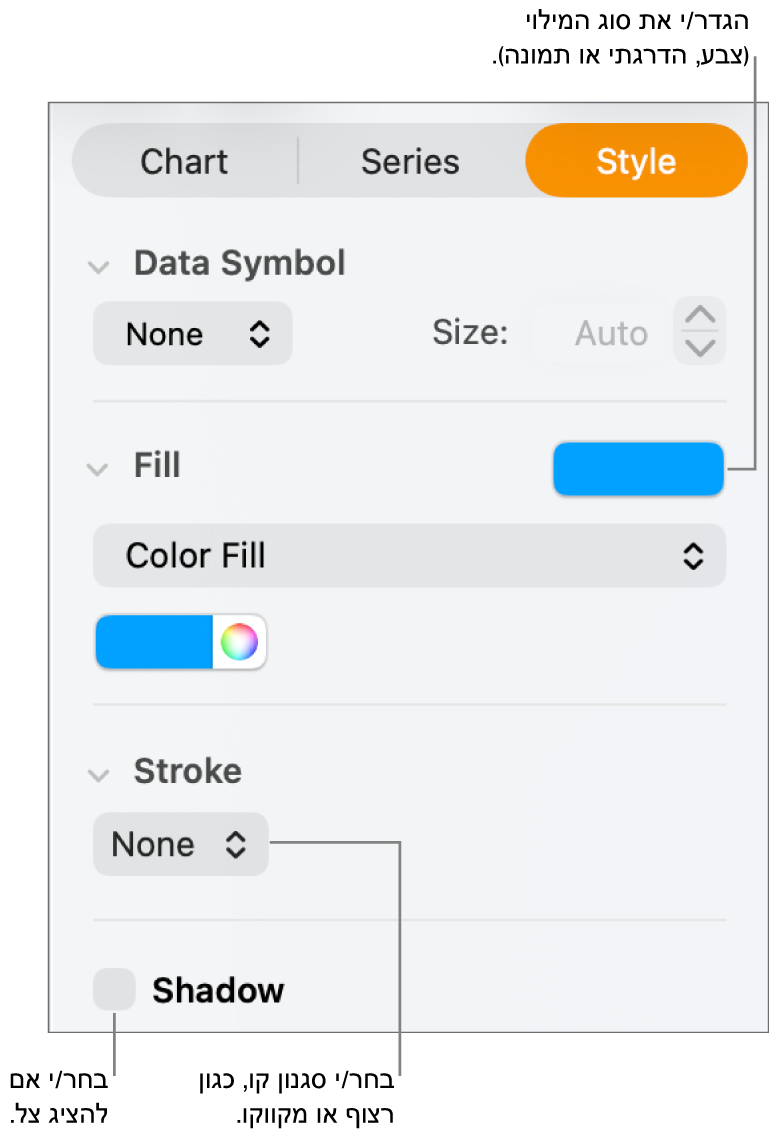 כלי בקרה לשינוי המראה של סדרת נתונים.