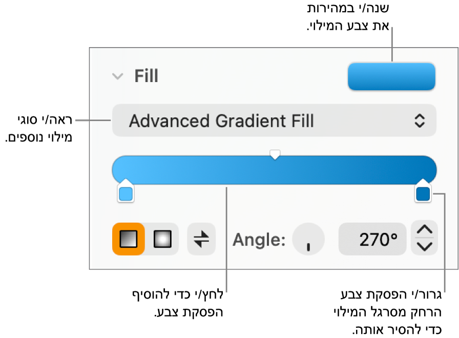 כלי בקרה למילוי אובייקטים בצבע.