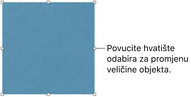 Objekt s bijelim kvadratima na rubu za primjenu veličine objekta.