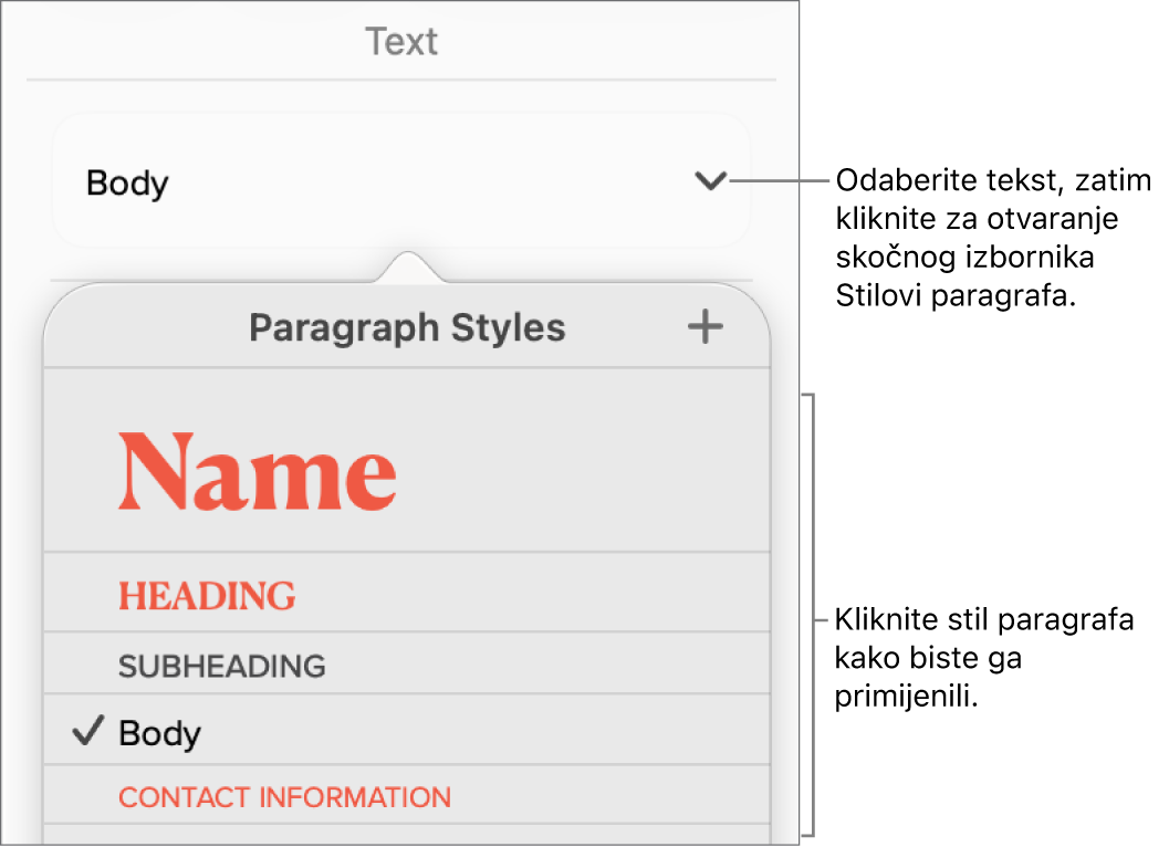 Izbornik Stilovi paragrafa.