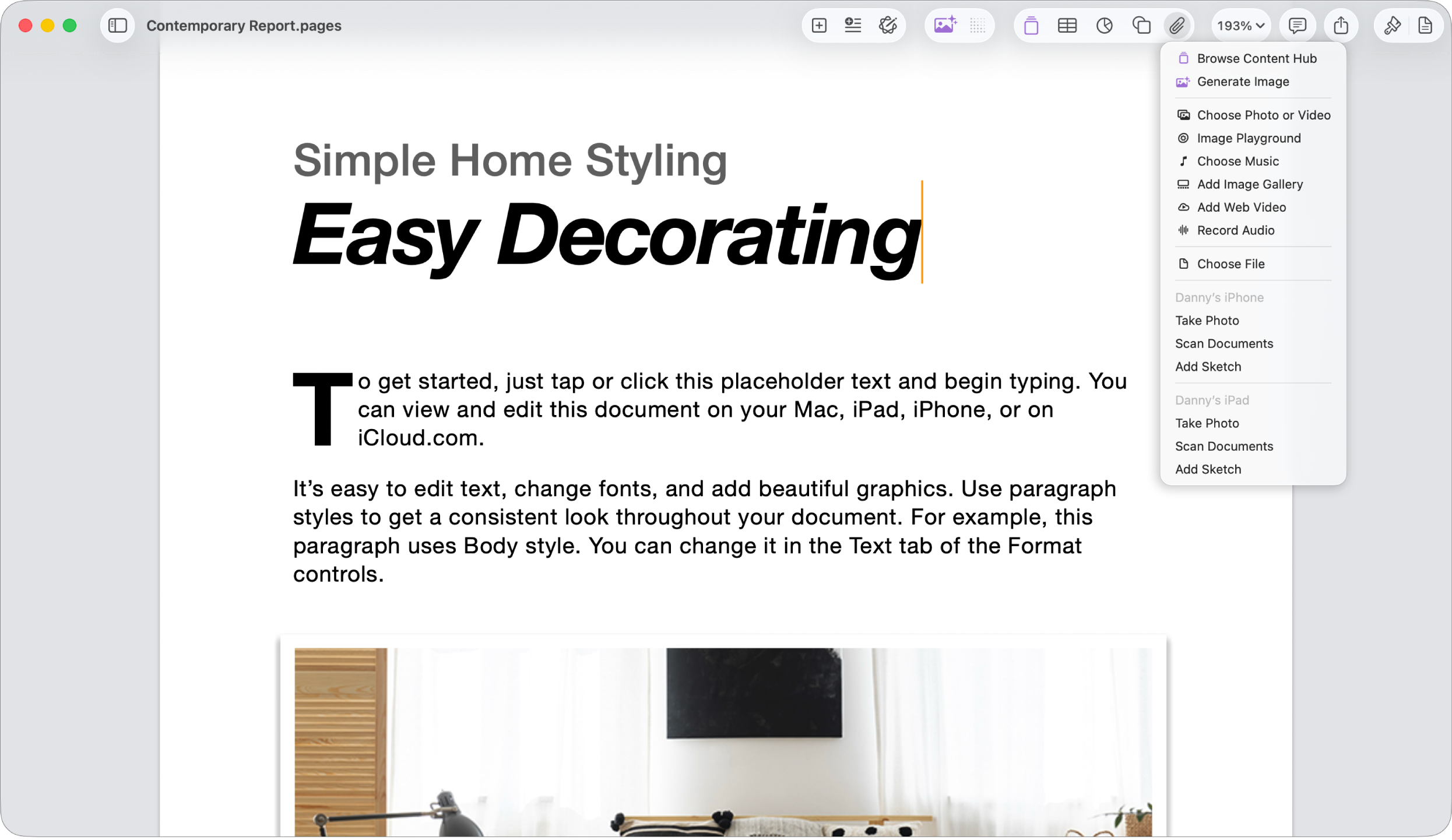 Otvorite dokument s otvorenim izbornikom Dodaj medije.