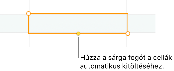 Egy kijelölt cella sárga fogantyúval, amelyet igény szerint elhúzhat a cellák automatikus kitöltéséhez.