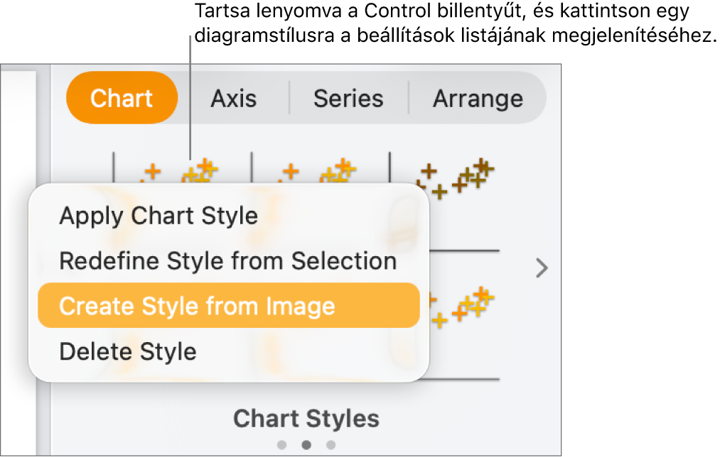 A Diagramstílus helyi menü.