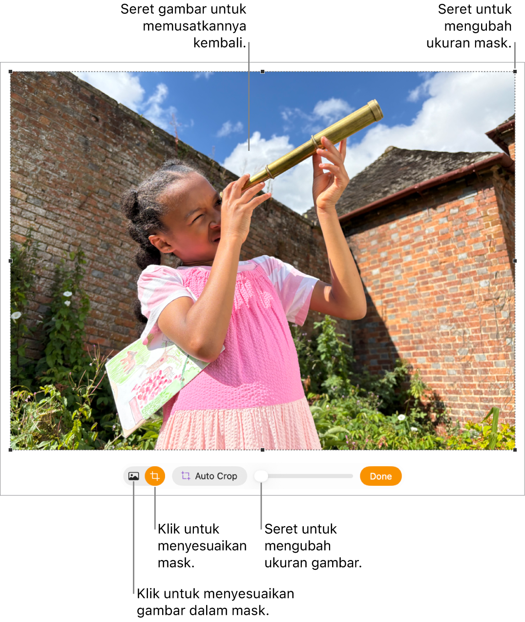 Kontrol mask pada foto.