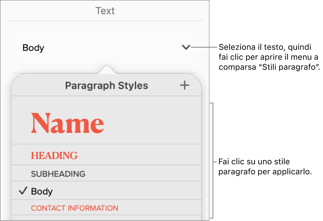 Menu “Stili Paragrafo”.