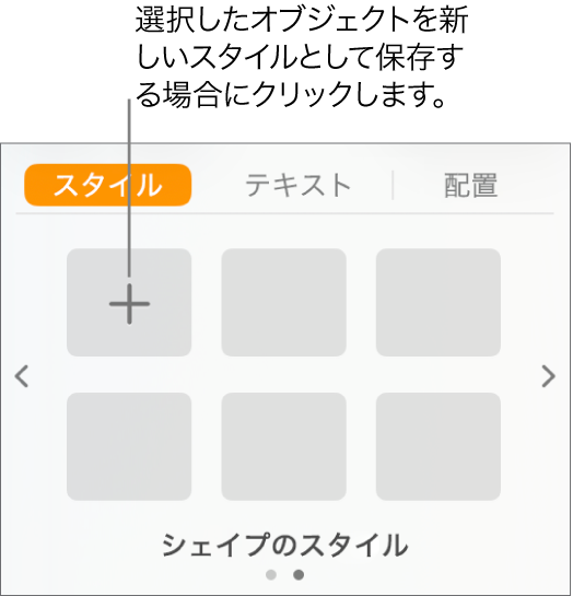 「フォーマット」サイドバーの「スタイル」タブ。左上隅に「スタイルを作成」ボタンがあり、5つの空白のスタイルプレースホルダが表示された状態。