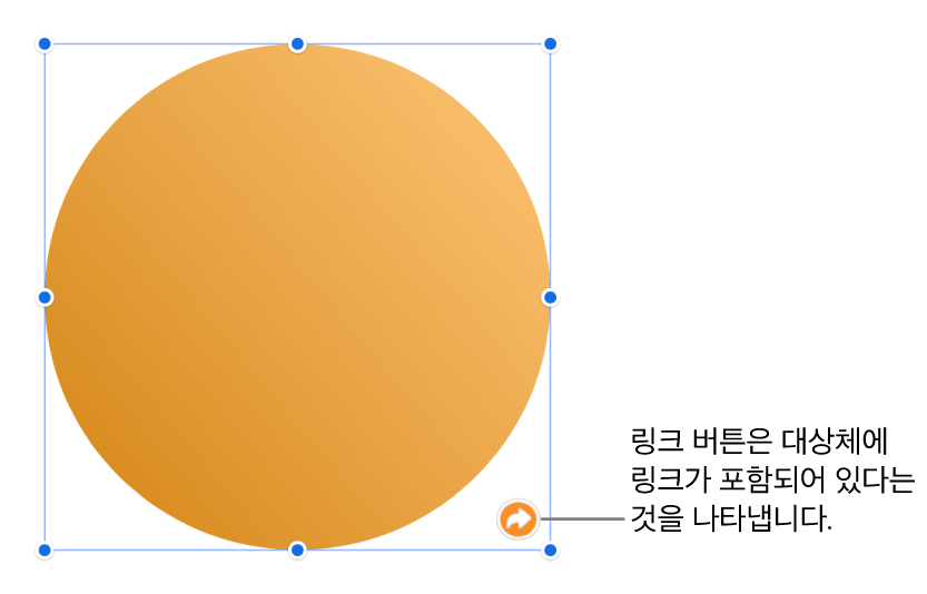 도형에 있는 링크 버튼.