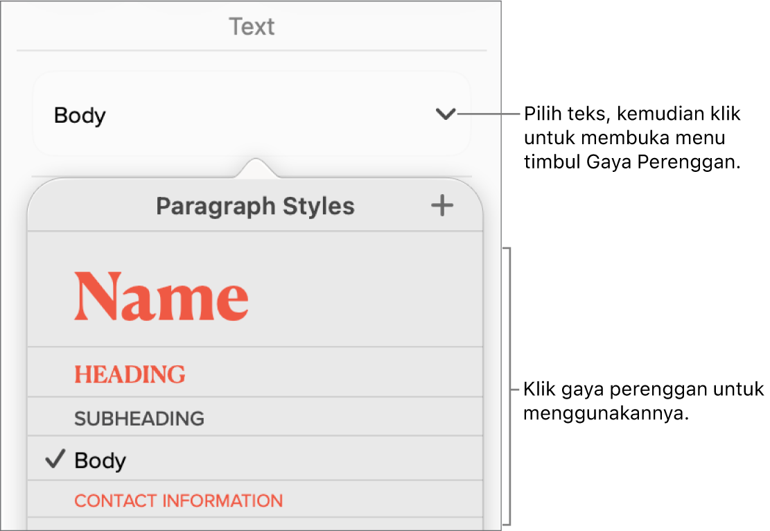 Menu Gaya Perenggan.