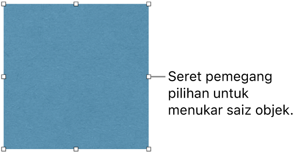 Objek dengan segi empat putih pada jidarnya untuk menukar saiz objek.