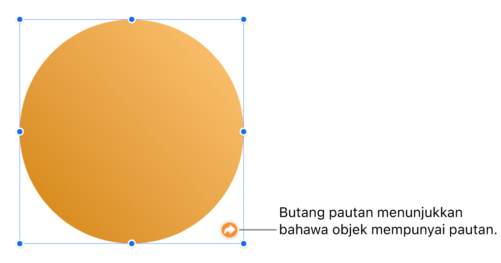 Butang pautan pada bentuk.