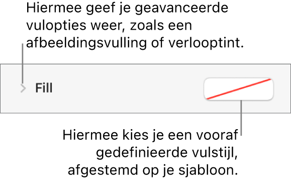 Regelaars voor het kiezen van een opvulkleur.