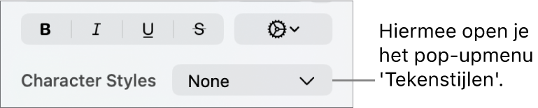 Het pop‑upmenu 'Tekenstijlen'.