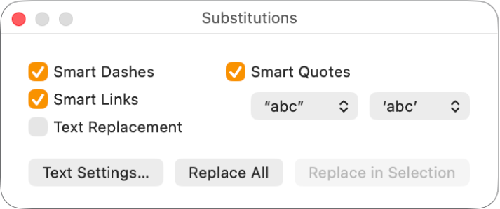 Het venster 'Vervanging'.