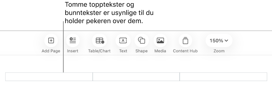 Tre topptekstfelter over tittelen i et dokument.