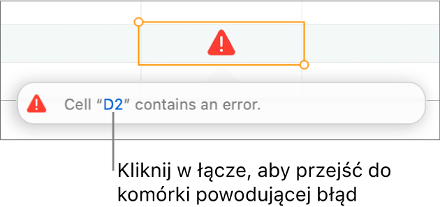 Łącze do komórki z błędem.
