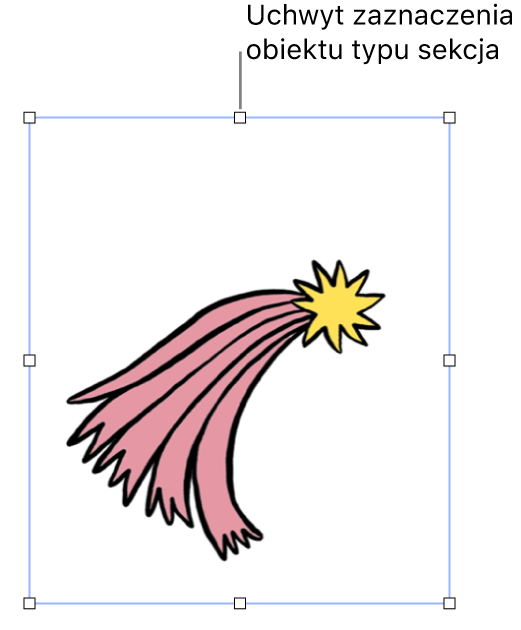 Obiekt z uchwytami zaznaczenia.