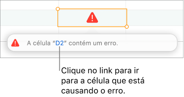 Um link de erro de célula.