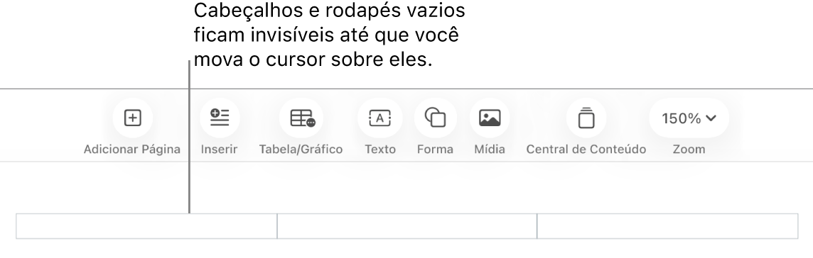 Três campos de cabeçalho acima do título de um documento.