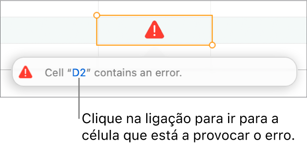 Uma hiperligação de erro da célula.