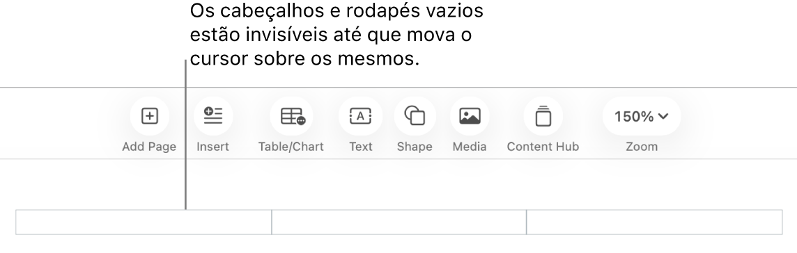 Três campos de cabeçalho sobre o título de um documento.