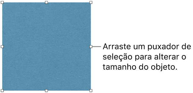 Um objeto com quadrados brancos na sua borda para alterar o tamanho do objeto.