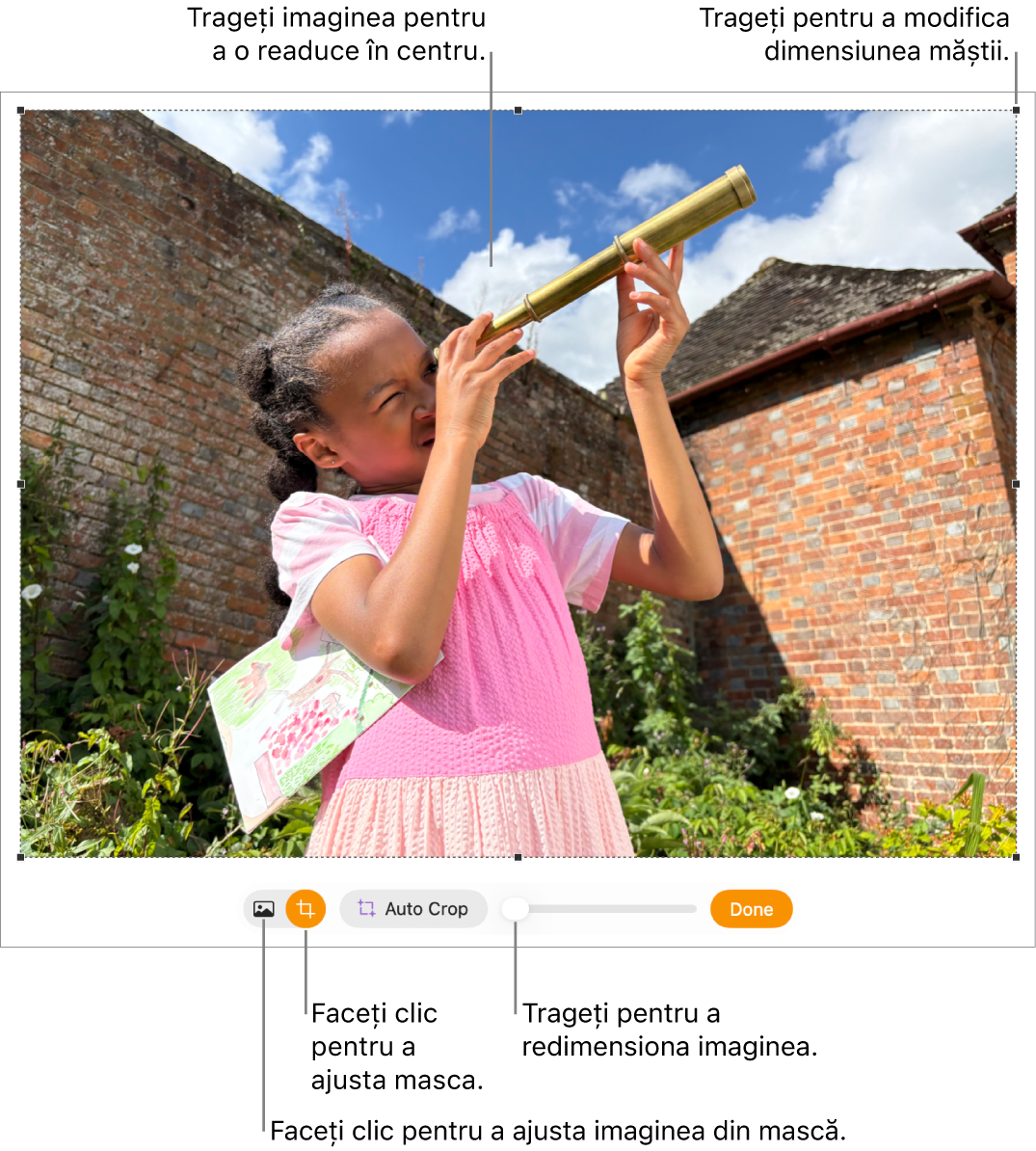 Comenzile de mascare peste o poză.