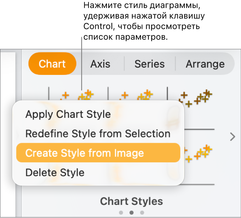 Контекстное меню стиля диаграммы.