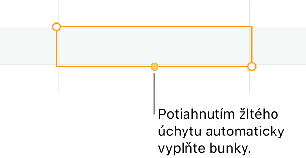 Vybratá bunka so žltým úchytom, ktorého potiahnutím môžete automaticky vypĺňať bunky.