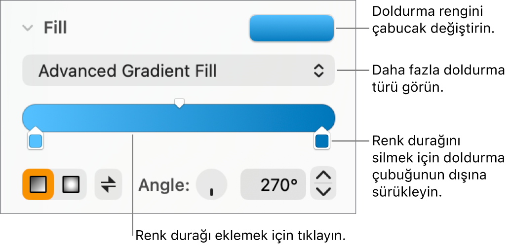 Nesneleri renkle doldurma denetimleri.