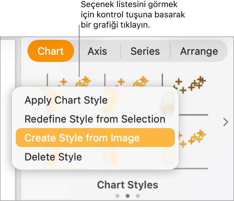 Grafik stili kestirme menüsü.