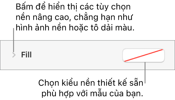 Các điều khiển để chọn màu nền.