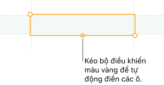 Ô đã chọn có bộ điều khiển màu vàng mà bạn có thể kéo để tự động điền ô.