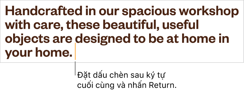 Dấu chèn được đặt sau dấu chấm ở câu cuối cùng của đoạn.