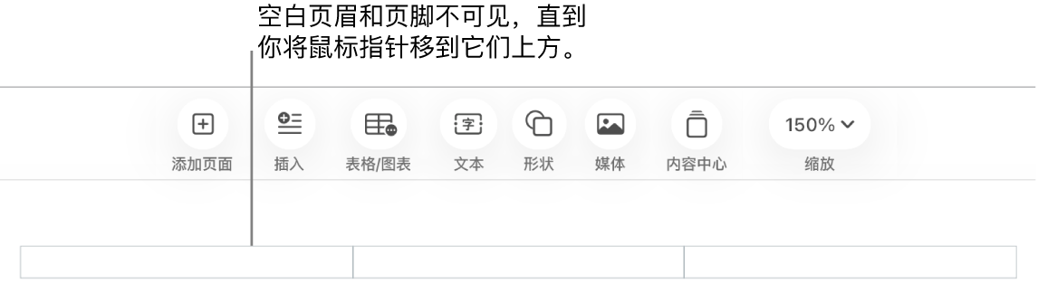 文稿标题上方的三个页眉栏。