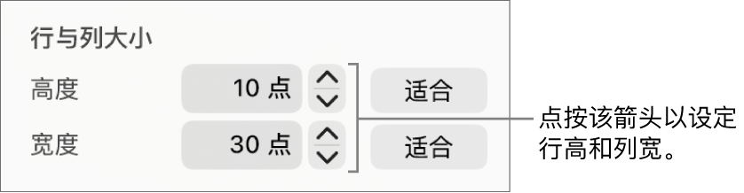 用于精确设置行或列大小的控制。