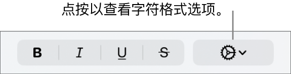 “粗体”、“斜体”、“下划线”和“删除线”按钮右侧的“高级选项”弹出式菜单。