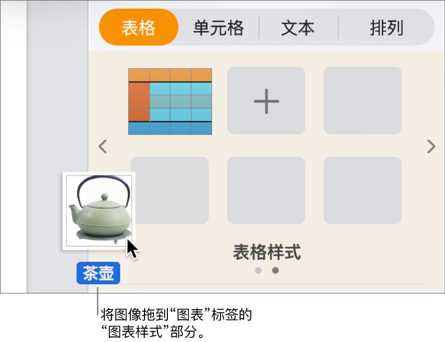 将图像拖移到边栏的图表样式部分以创建新的样式。