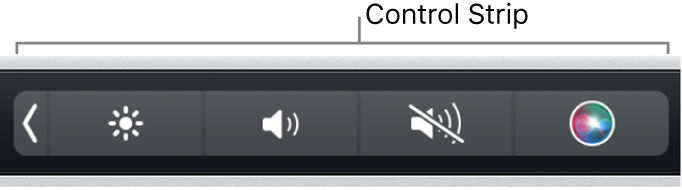 Der reduzierte Control Strip am rechten Ende der Touch Bar.