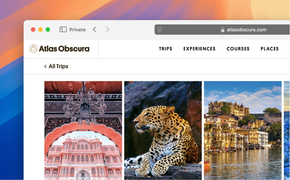 एक Safari विंडो जो गोपनीय ब्राउज़िंग के लिए लॉक की गई है।