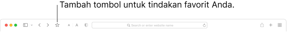 Bar alat menampilkan tombol yang dapat Anda tambahkan untuk tindakan favorit Anda.