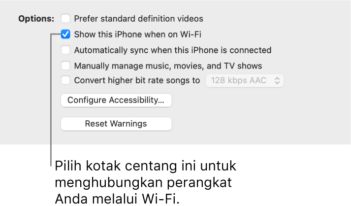 Pilihan penyelarasan untuk mengelola item konten secara manual.