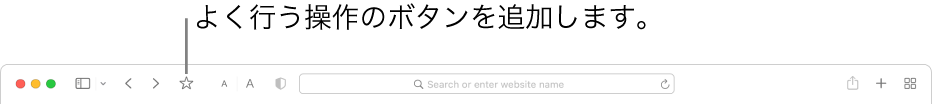 よく使うアクションのために追加できるボタンが表示されているツールバー。