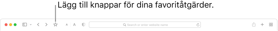 Ett verktygsfält med en knapp som du kan lägga till för dina favoritåtgärder