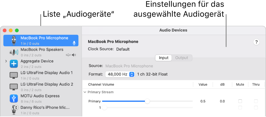 Fenster „Audiogeräte“