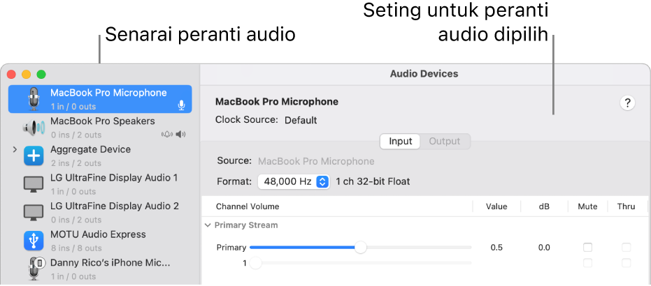 Tetingkap Peranti Audio.