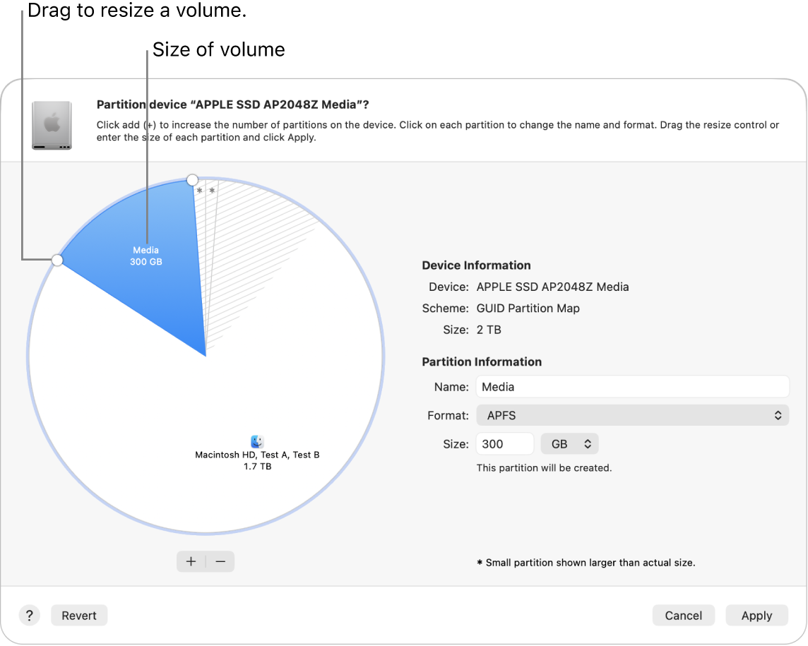The Partitions window showing a physical disk with several partitions.