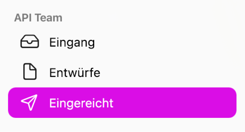 Ein Teampostfach im Feedback-Assistenten.