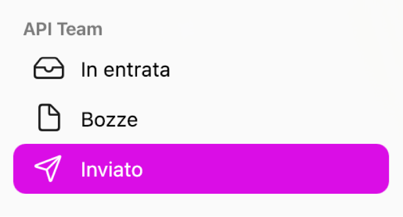 Una casella del team in Feedback Assistant.