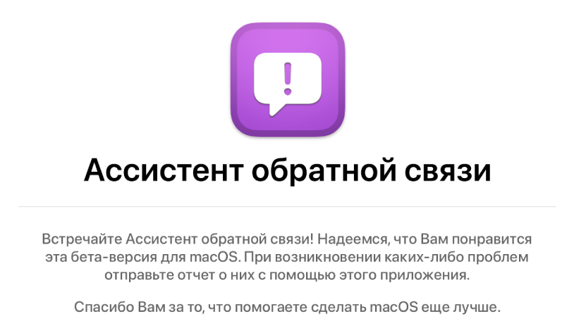 Окно «Добро пожаловать в Ассистент обратной связи!»